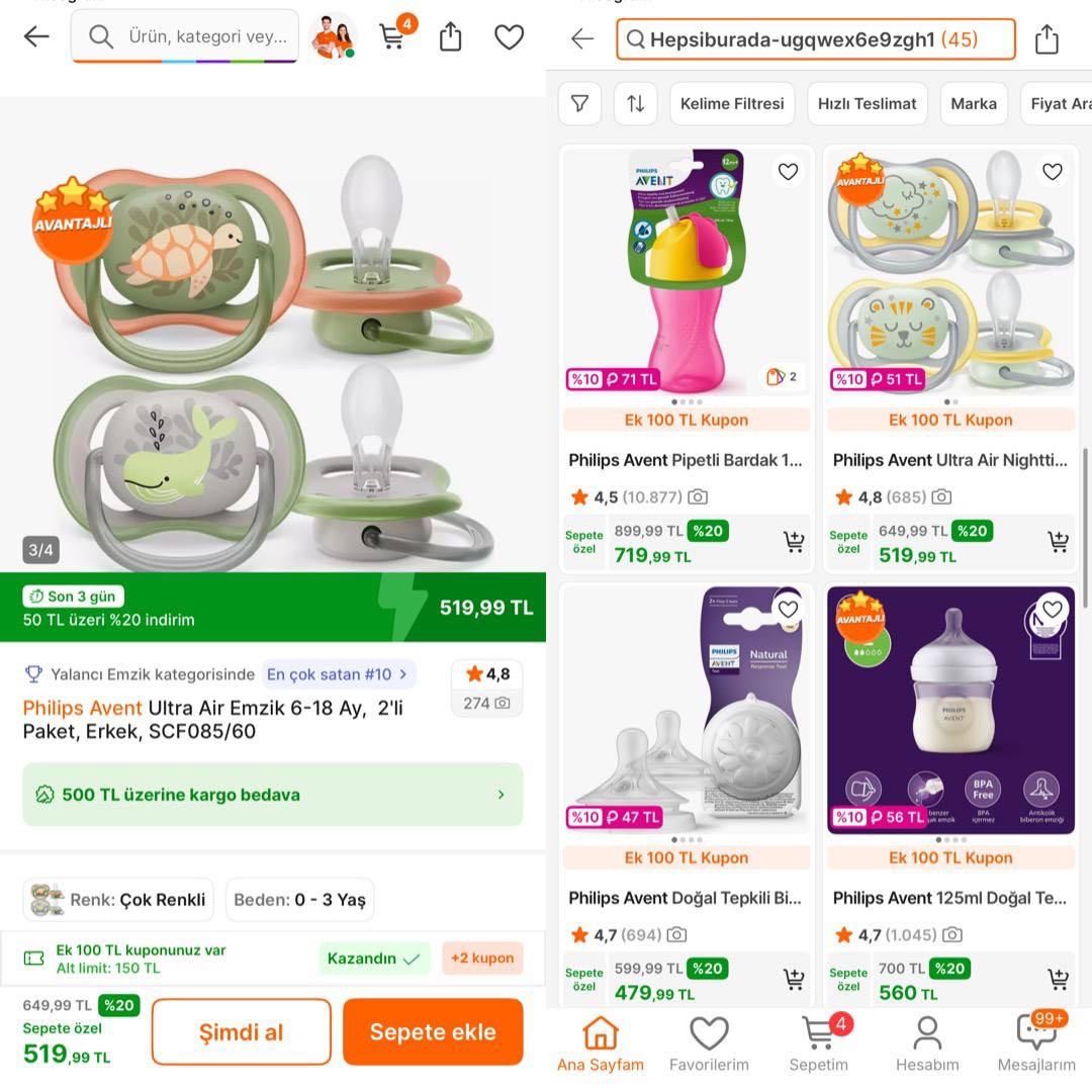🔥Philips Avent Ultra Air Emzik 6-18 Ay 2’li Paket 

🔑AVENT200 Kodu İle 319TL’ye Düşüyor
