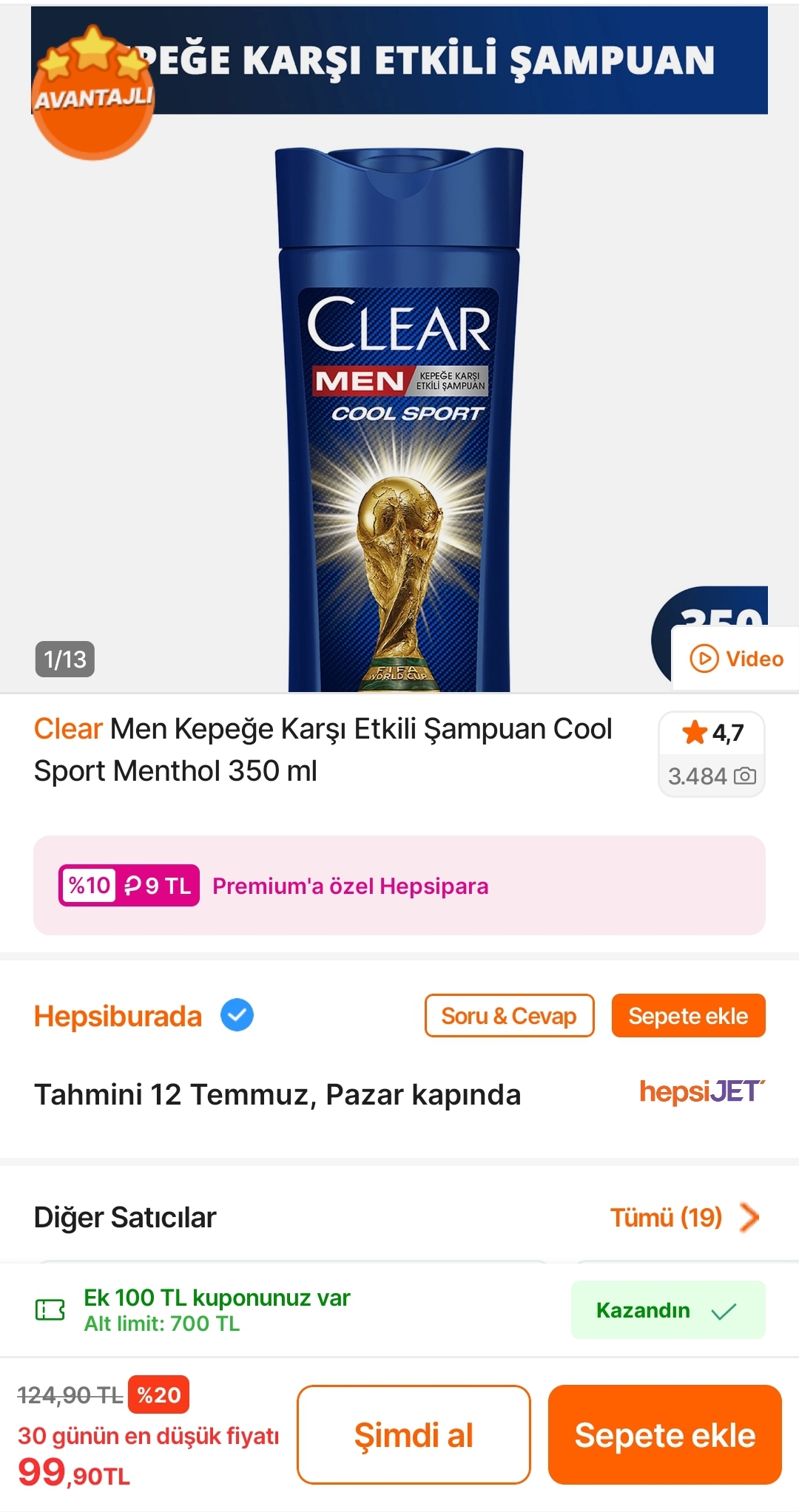 Clear men şampuan 90 TL - Görsel 1