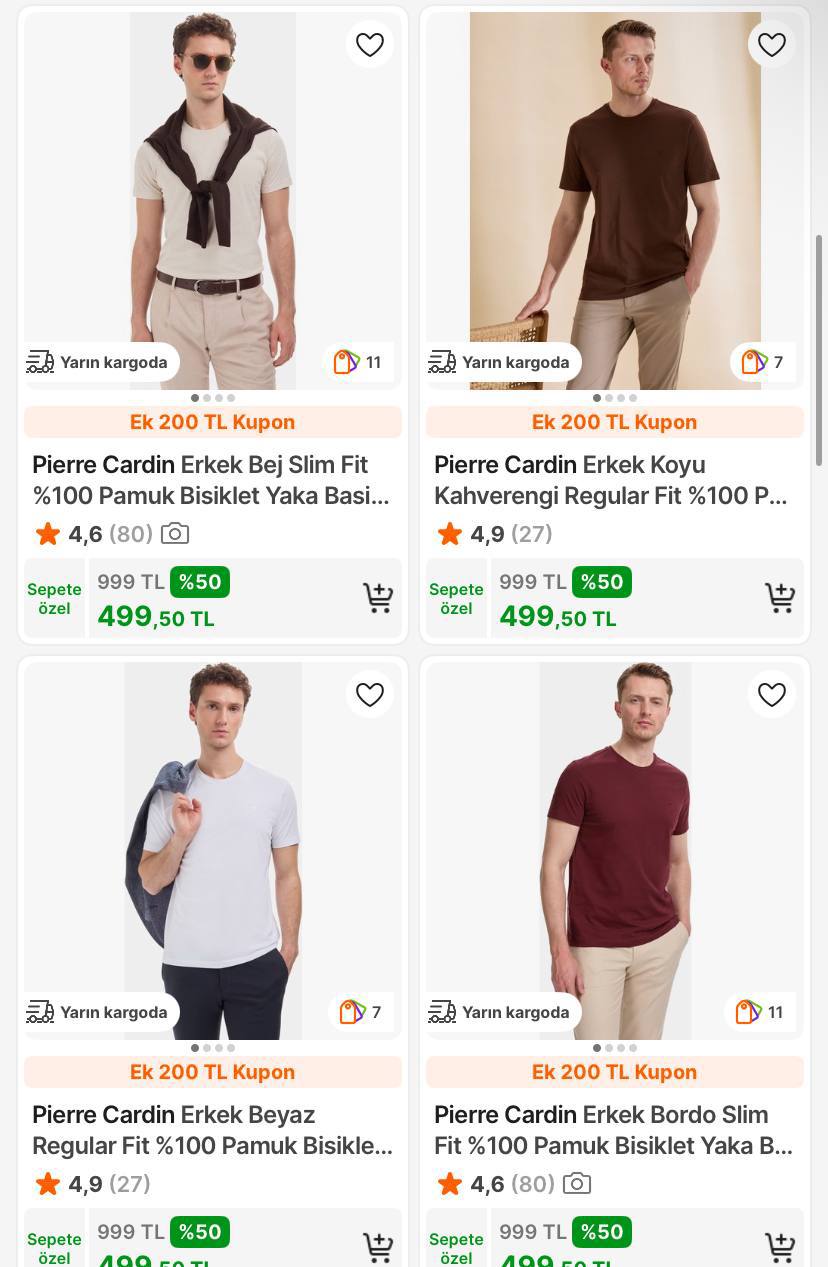 Pierre Cardin %100 Pamuk Tişört 499TL’ye Düştü - Görsel 1