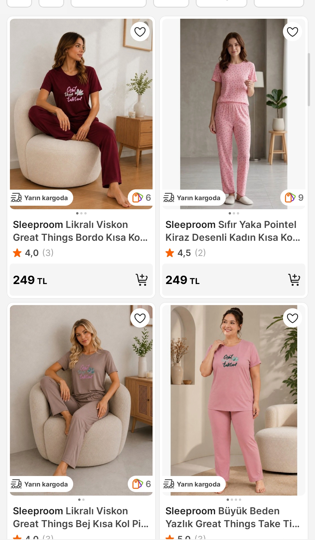 pamuklu pijama takımları tek fiyat 249 TL