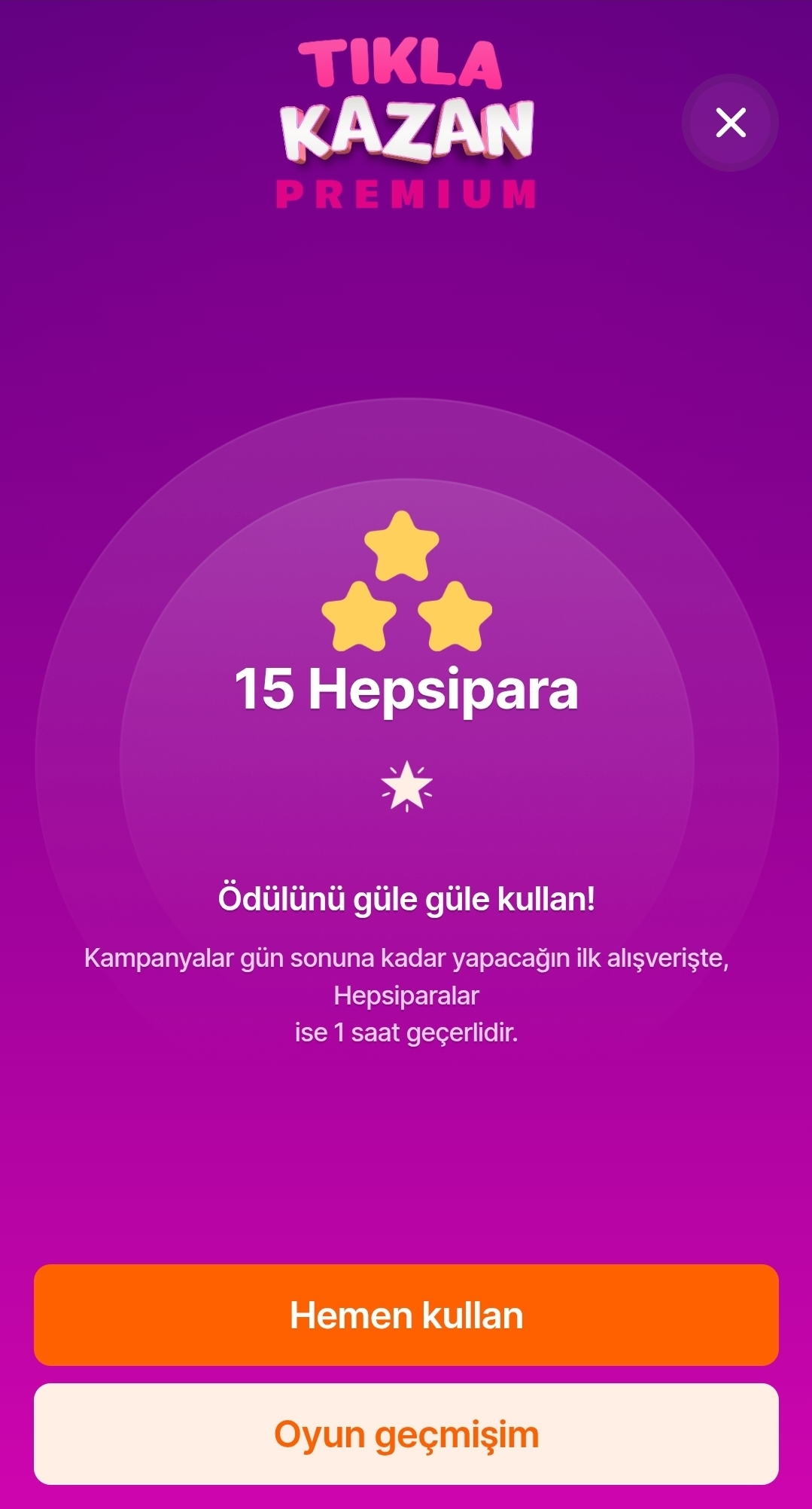 Hepsiburada tıkla kazan aktif