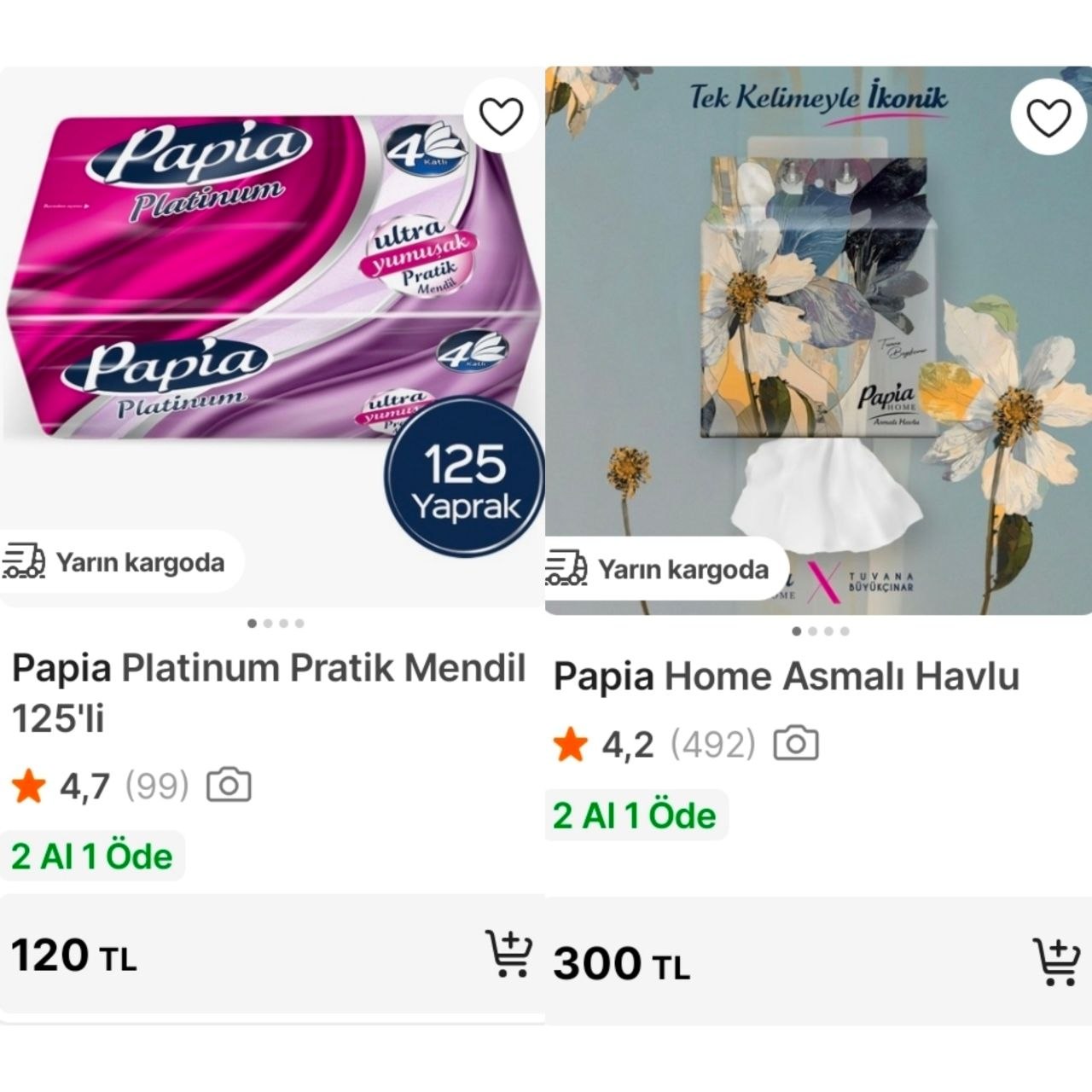 Papia ve Familia ürünlerinde 2 al 1 öde vaar