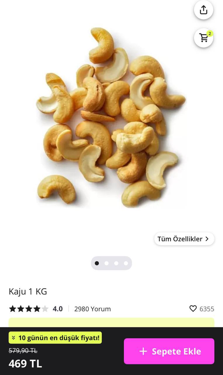 Kaju 1 KG 469TL’ye Düştü - Görsel 1