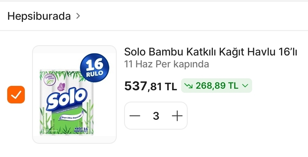 Solo bambu 16'lı kağıt havlu 179 TL - Görsel 1