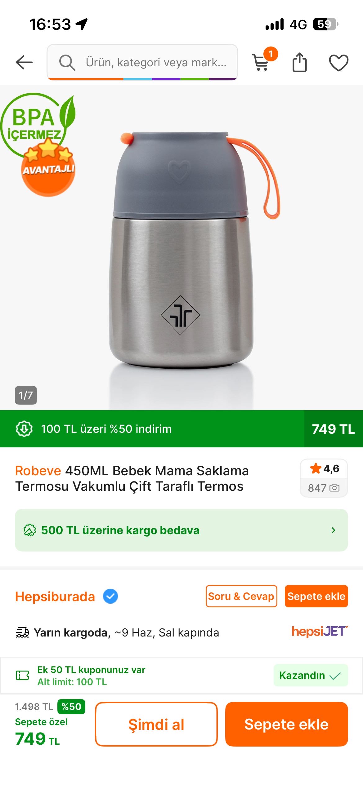 Robeve 450ML Bebek Mama Saklama Termosu Vakumlu Çift Taraflı Termos fiyatı düştü 749 tl 🥳 - Görsel 1