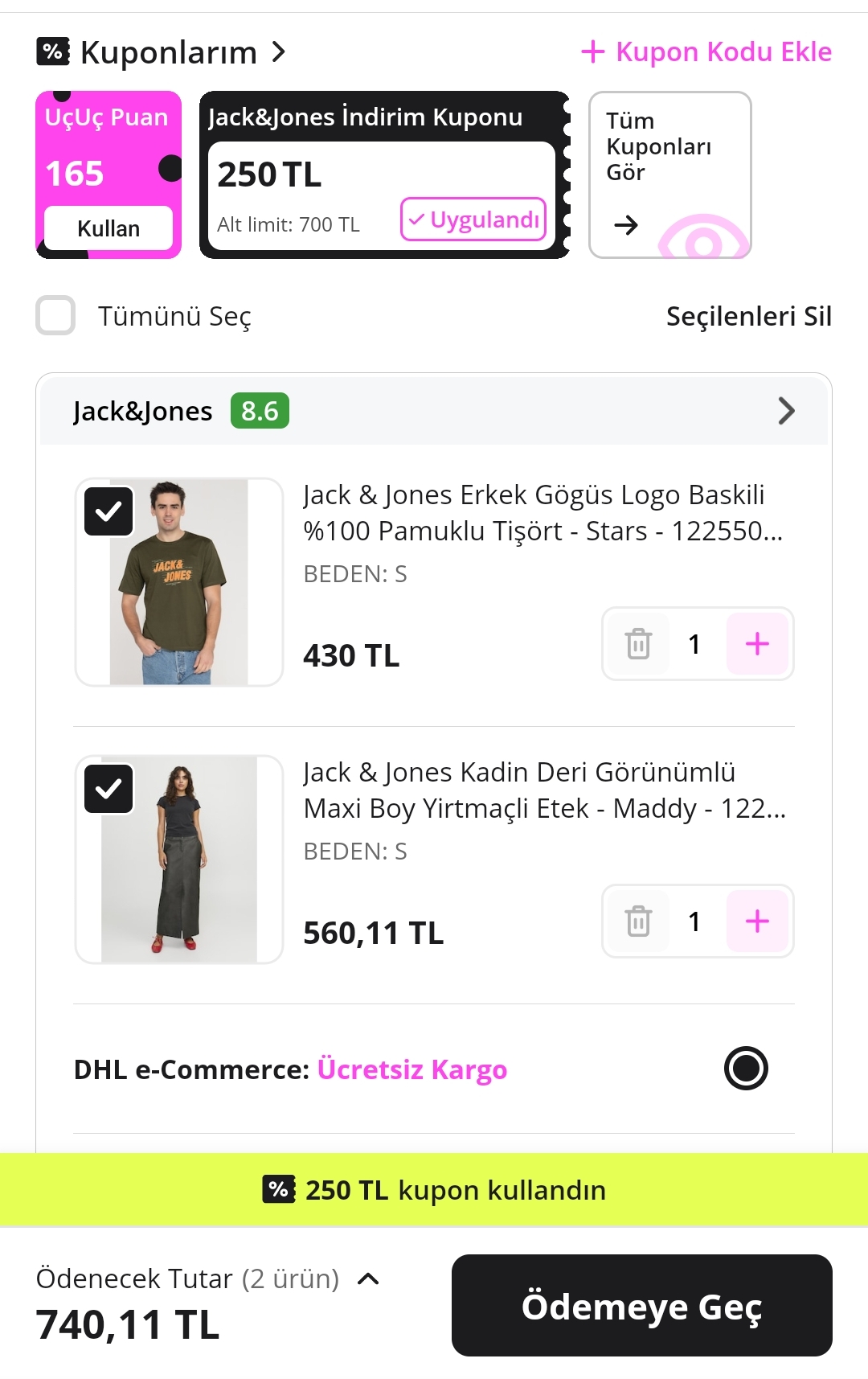 🤖Jack & Jones Giyim Ürünlerinde Geçerli 700/250₺ ve 900/300₺ İndirim Kuponu