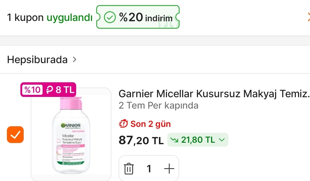 L'oreal alt limitsiz %20 indirim kuponu ile 87 TL - Görsel 1