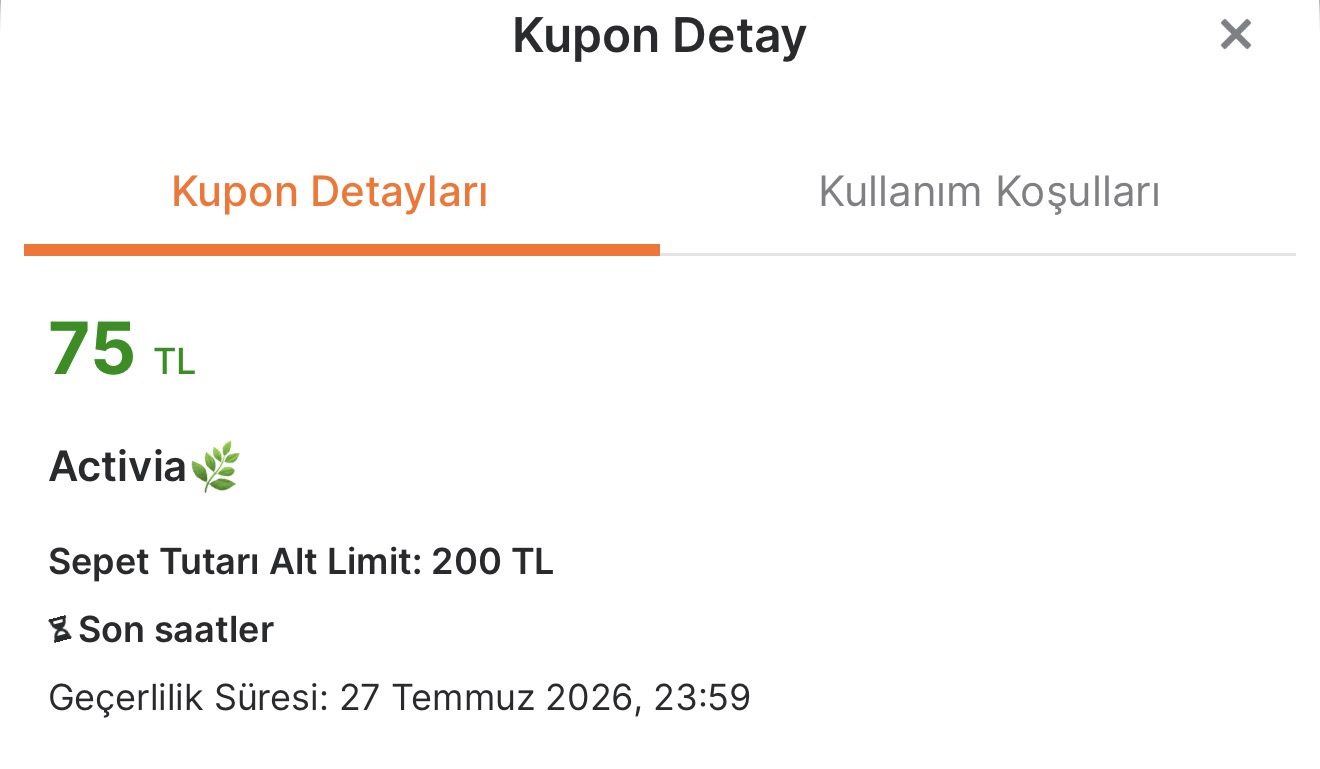 Migros Activia 3 al 2'si iade + 200/75TL kupon