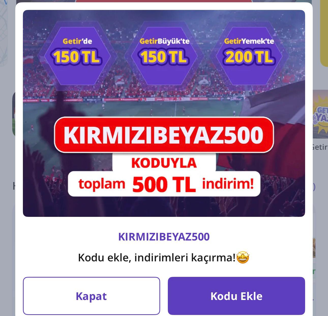 GetirMarket 750/150 TL indirim kodu geldi - Görsel 1