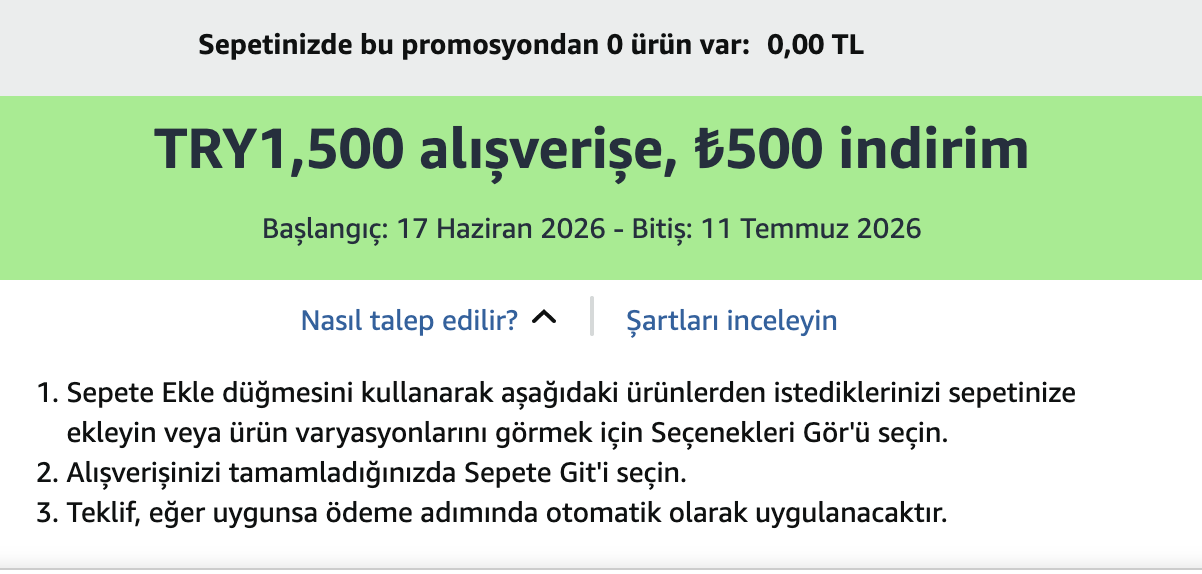 Amazon seçili ürünler 1500/500 TL indirim - Görsel 1