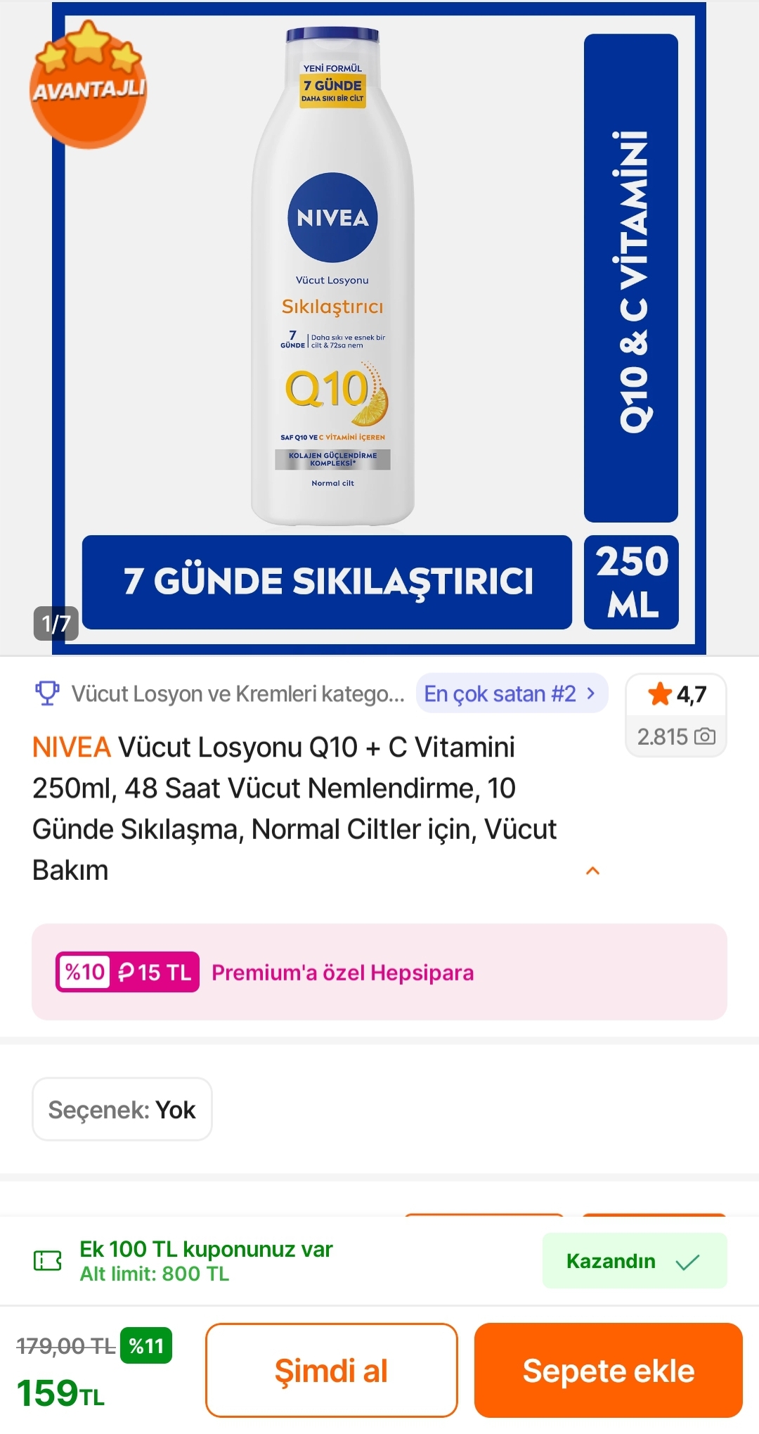 Nivea Q10 Vücut losyonu 144 TL - Görsel 1