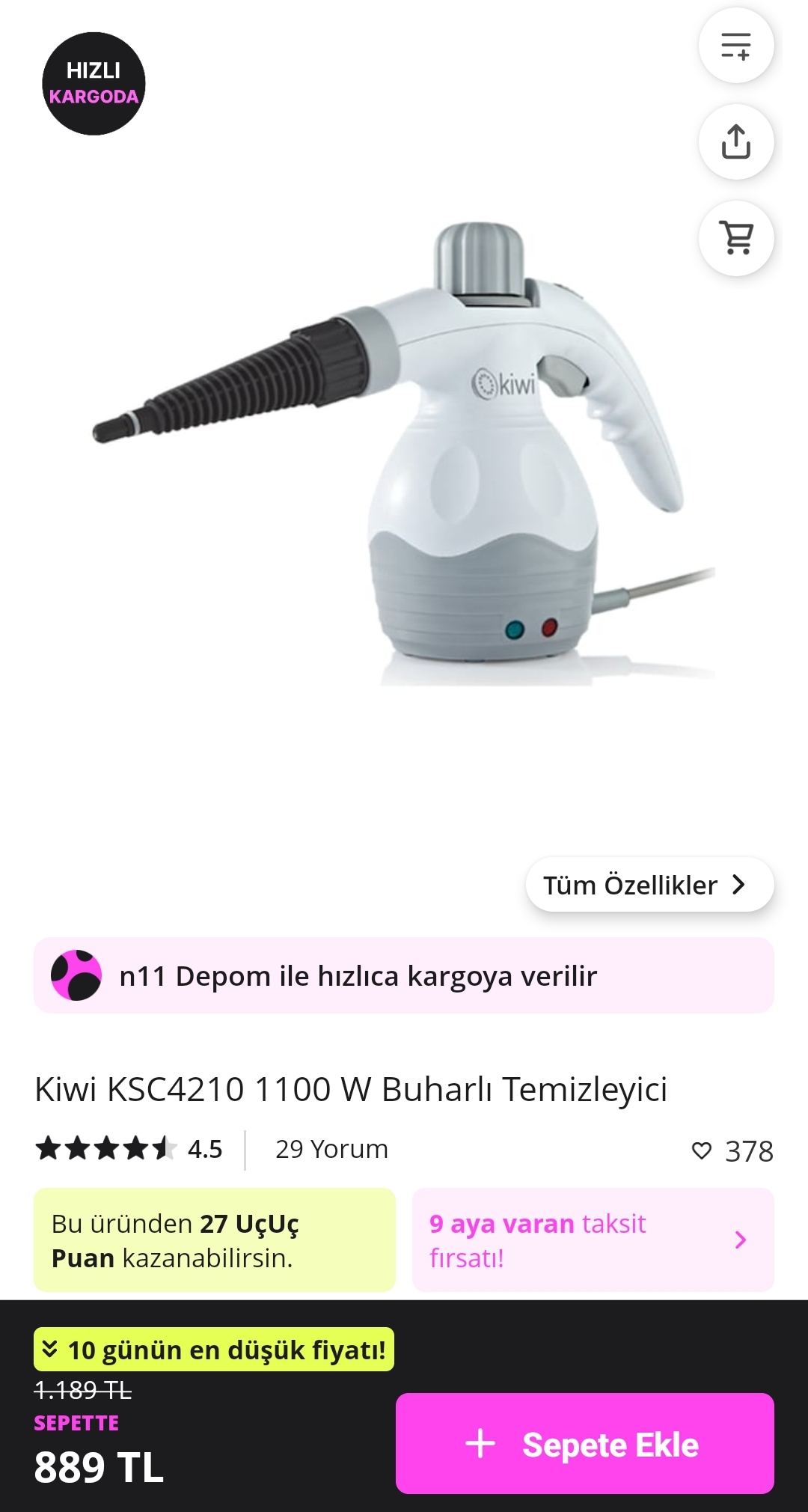 Kiwi Buharlı Temizleyici 889 TL - Görsel 1