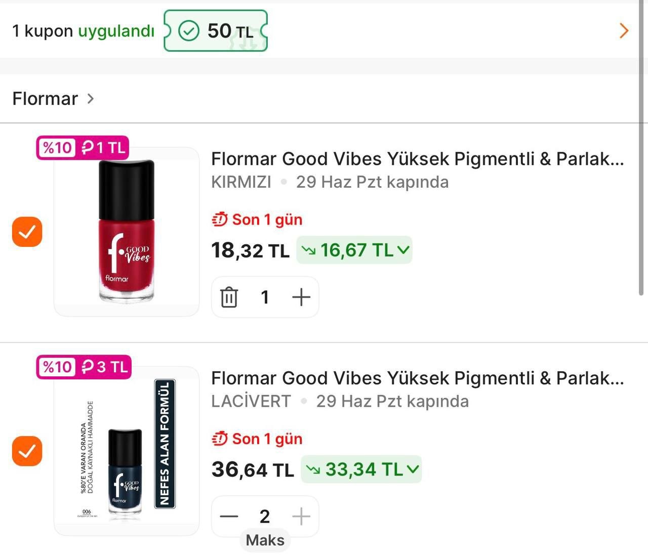 Flormar ojeler 18 TL - Görsel 1