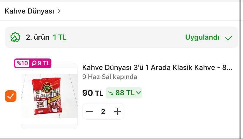 Kahve Dünyası 3'ü 1 Arada Klasik Kahve - 8 Adet

✅2 Adet Alımda Adedi 45TL - Premiuma Özel 9TL Hepsipara
2.ürün 1 tl kampanyası aktif - Görsel 1