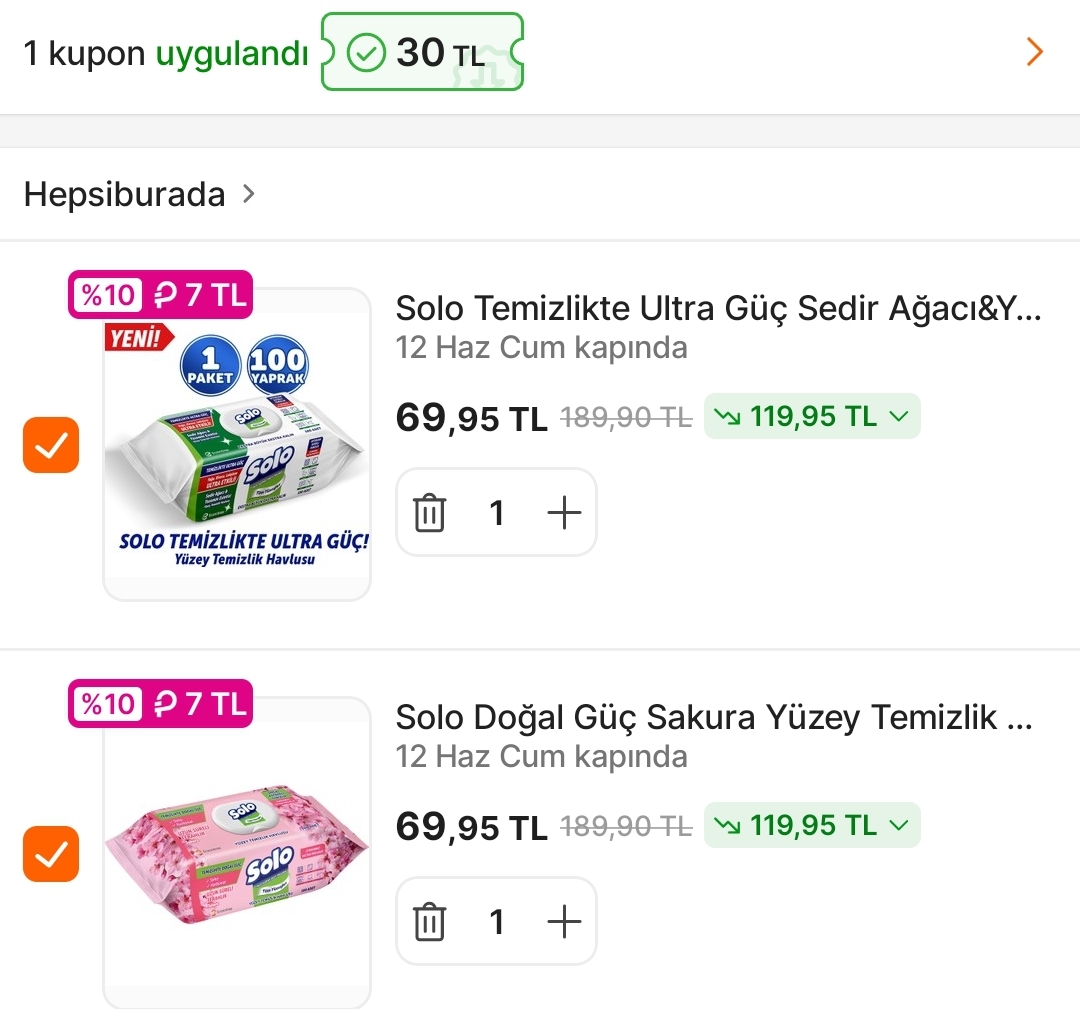 SOLO30 koduyla Yüzey Temizlik Havlusu 63 TL - Görsel 1