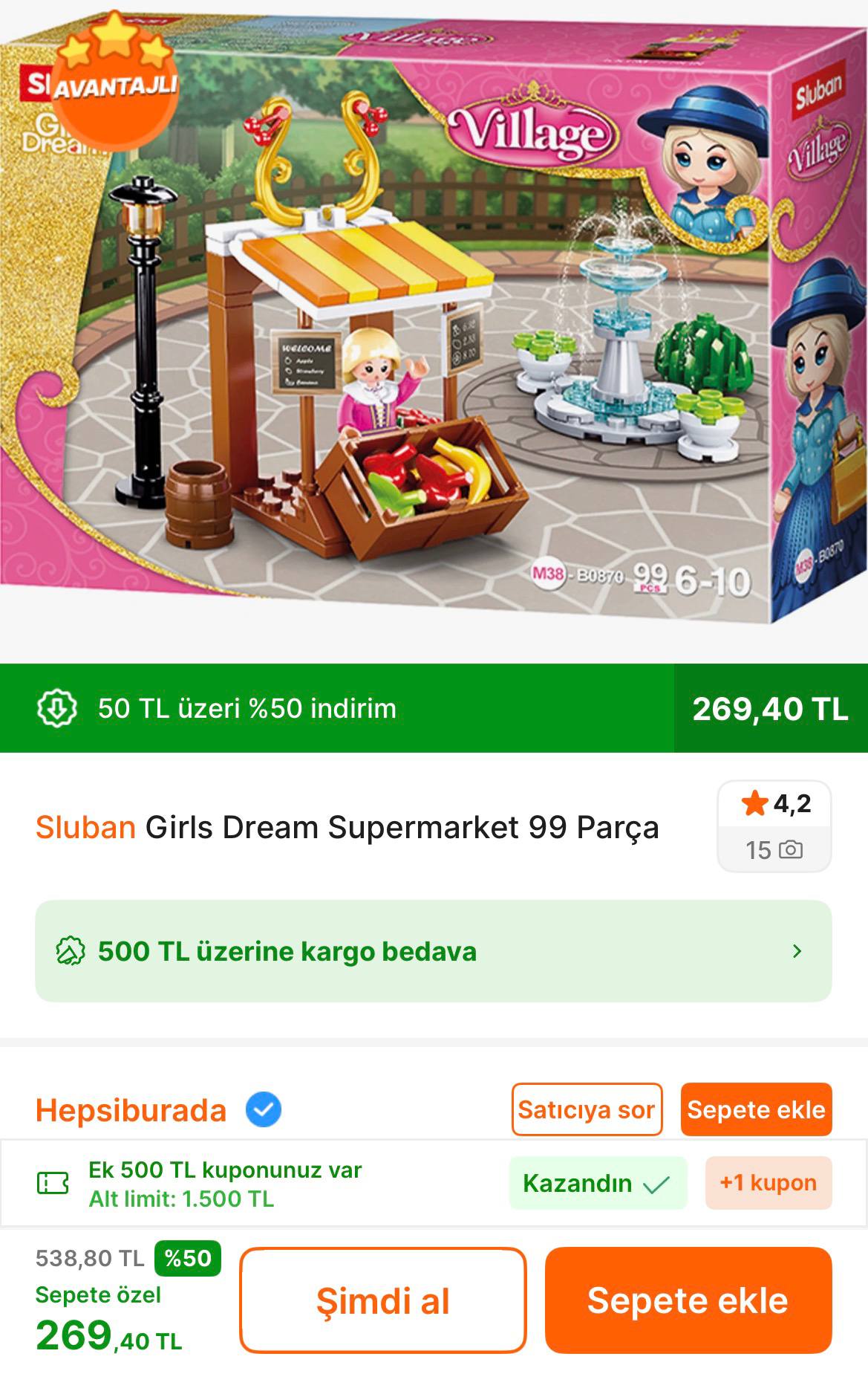 Sluban Girls Dream Süpermarket 99 Parça  228 TL