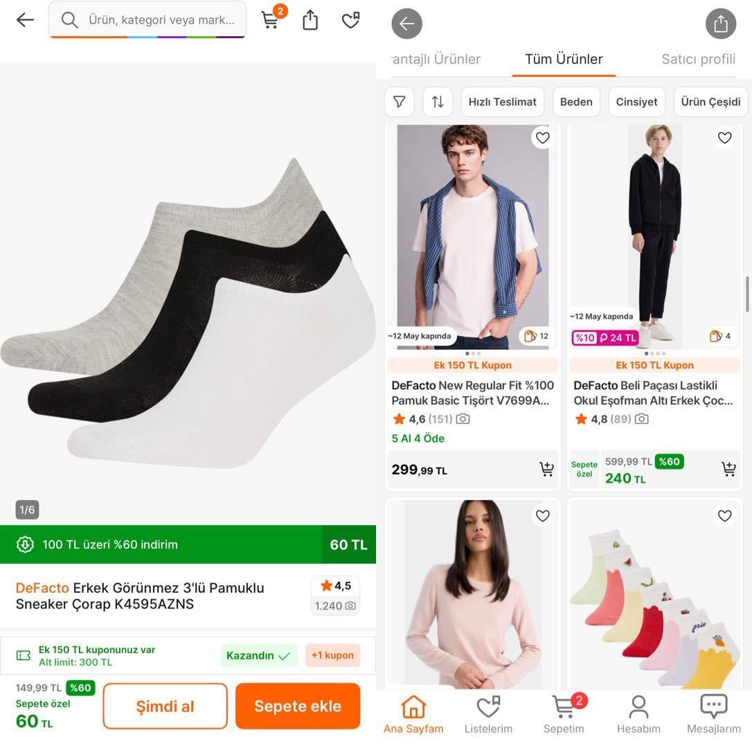 Defacto Erkek Görünmez 3’lü Çorap
🔻60TL’ye Düştü - Premium Üyelik ile Ücretsiz Kargo - Görsel 1