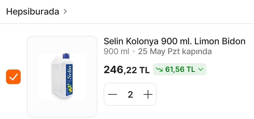Selin kolonya 900 ml 123 TL - Görsel 1