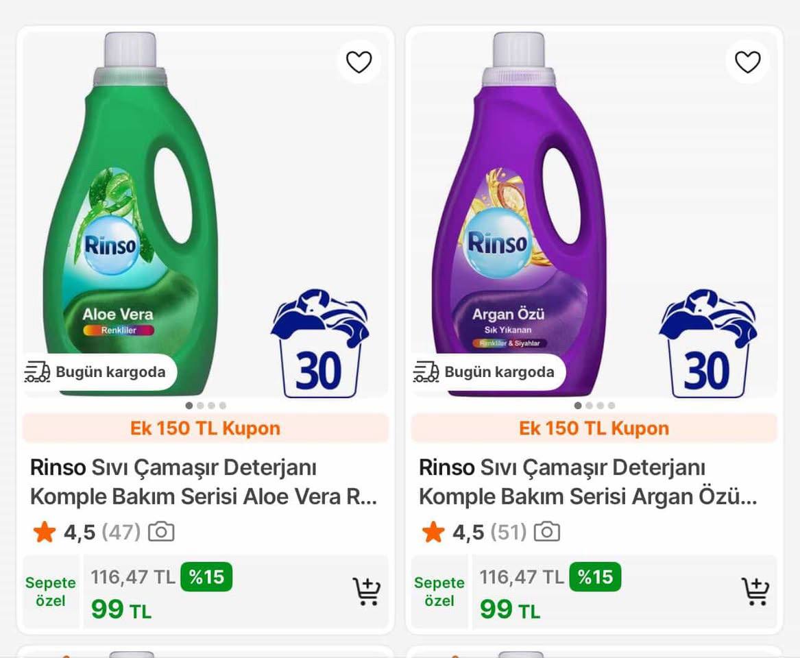 Rinso sıvı çamaşır deterjanı 99 TL - Görsel 1