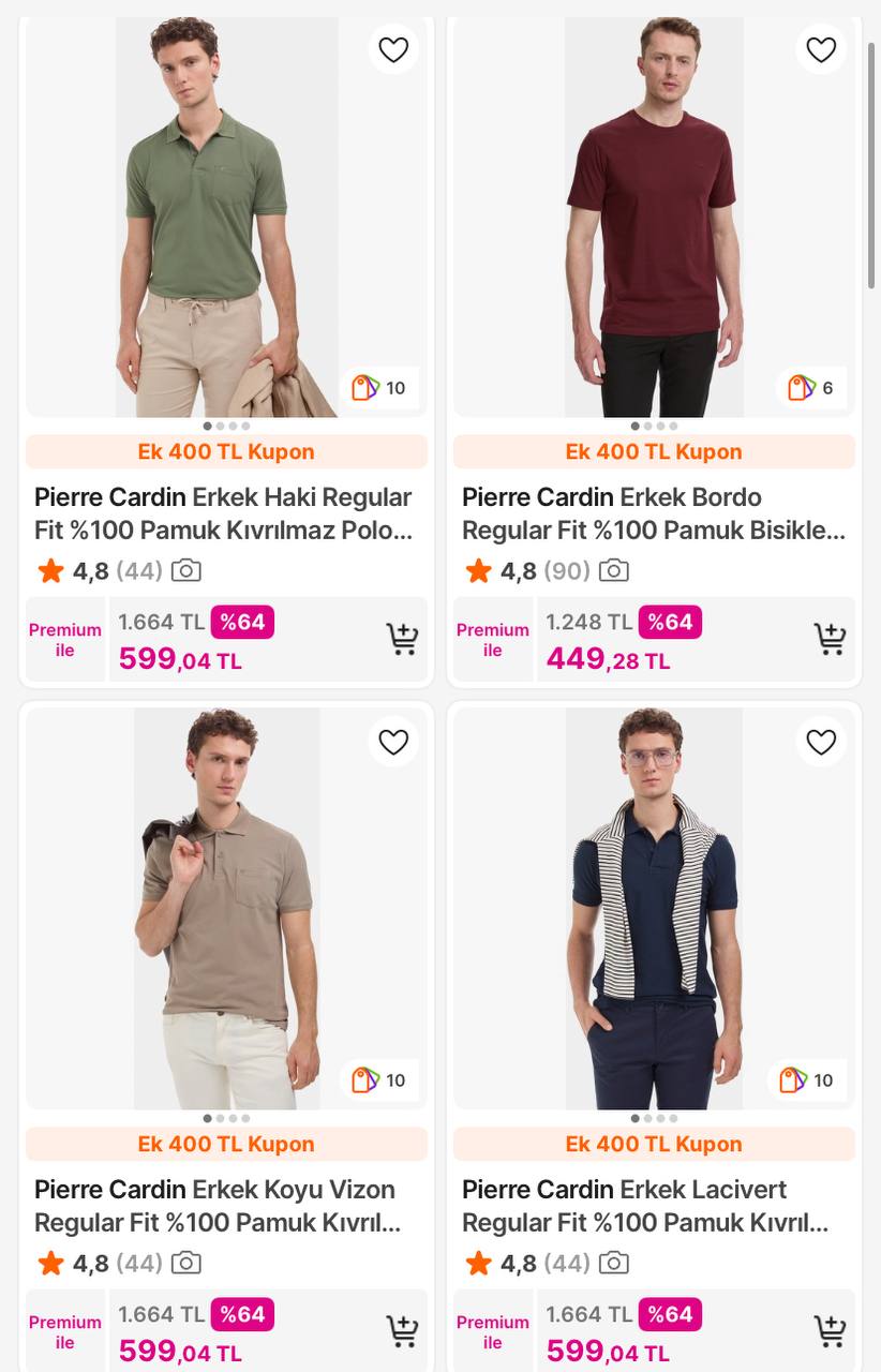 Pierre Cardin Erkek Bordo T-Shirt Premium’a Özel Sepette 449TL - Görsel 1