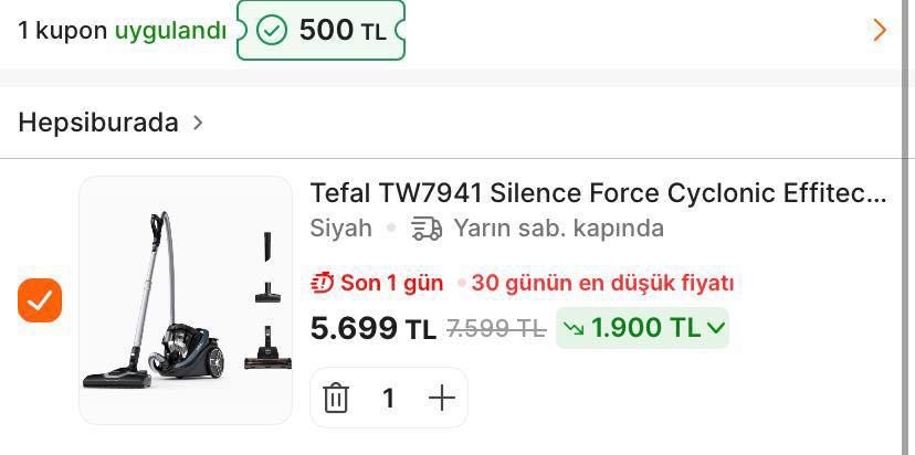 🔥Tefal 900 Watt Toz Torbasız Elektrikli Süpürge

✅SUPURGE500 Koduyla Sepette 5.699TL