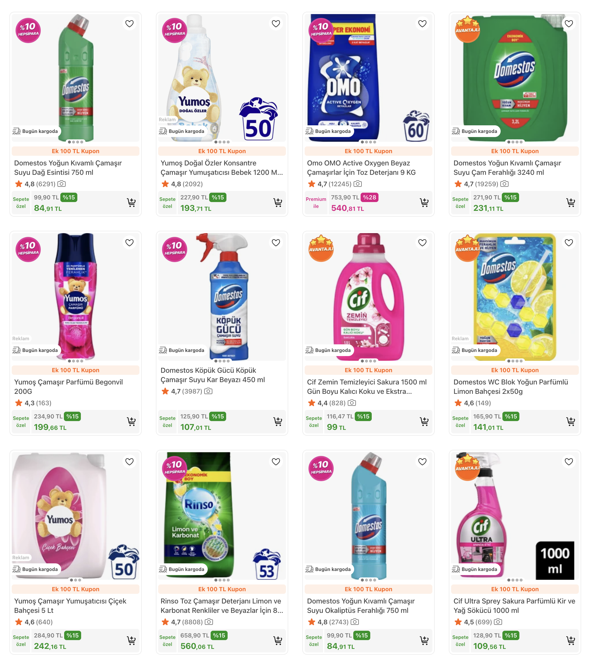 Omo,Cif,Yumoş İndirim + 500/100TL indirim
