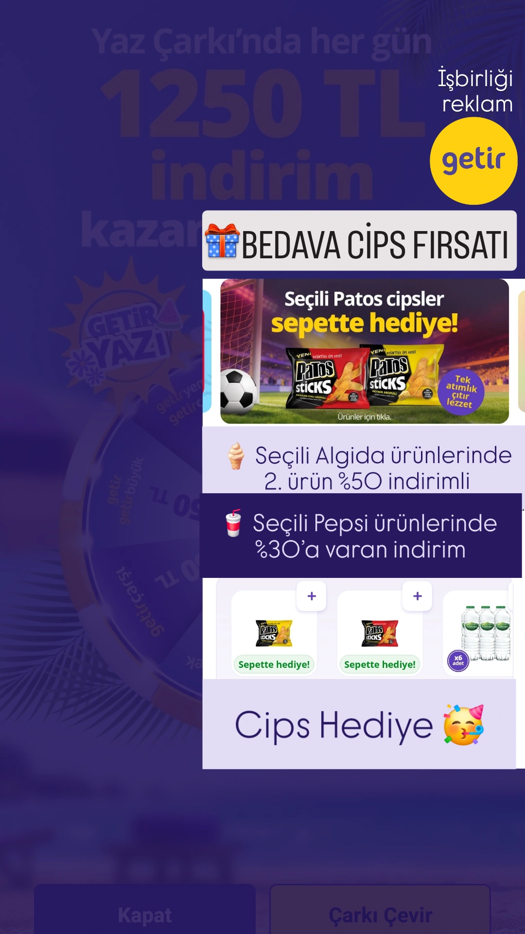 GetirMarket BEDAVA CİPS fırsatı devam ediyor (Stok bölgesel) - Görsel 1
