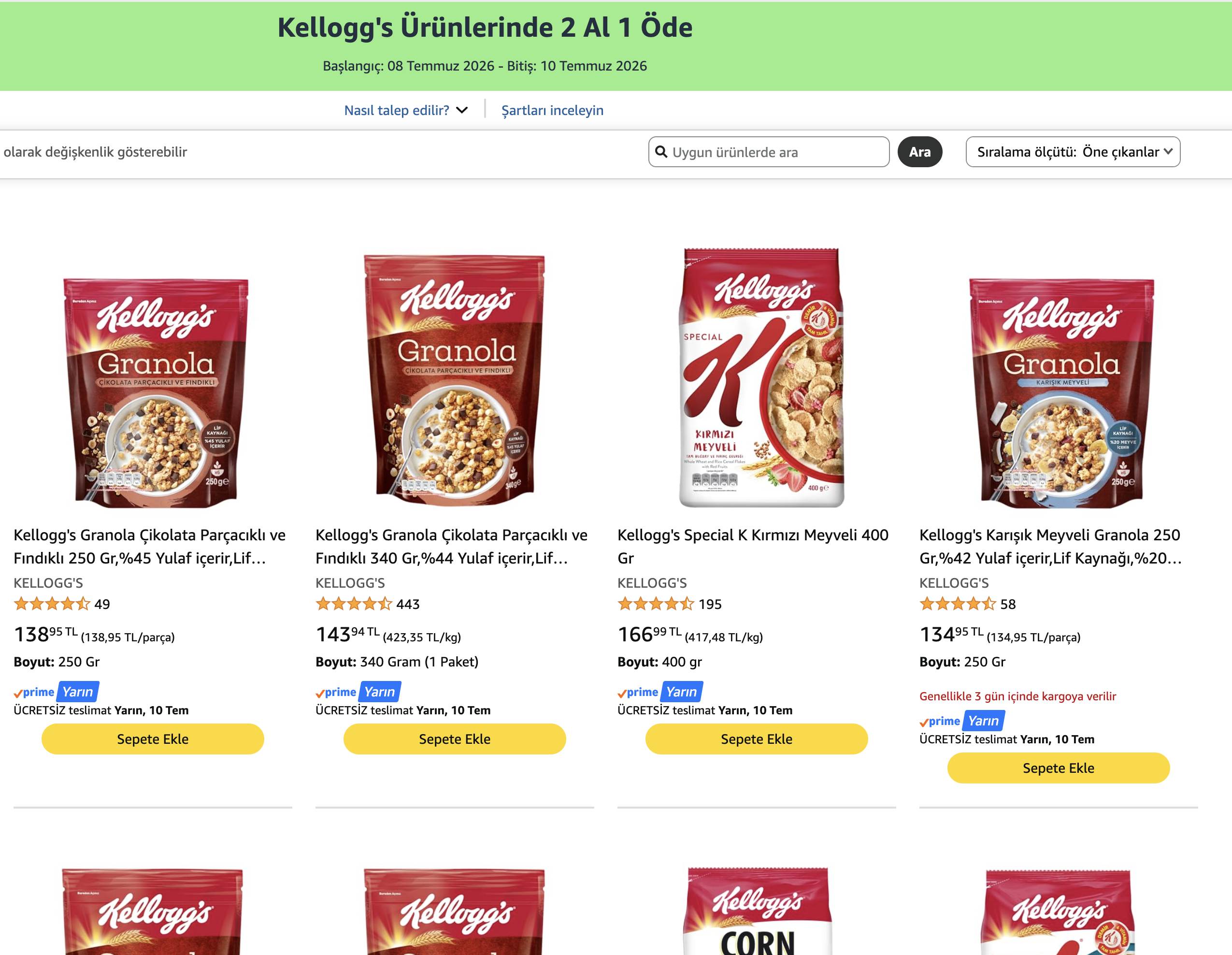 Amazon: Kellogg's Ürünlerinde 2 Al 1 Öde - Görsel 1