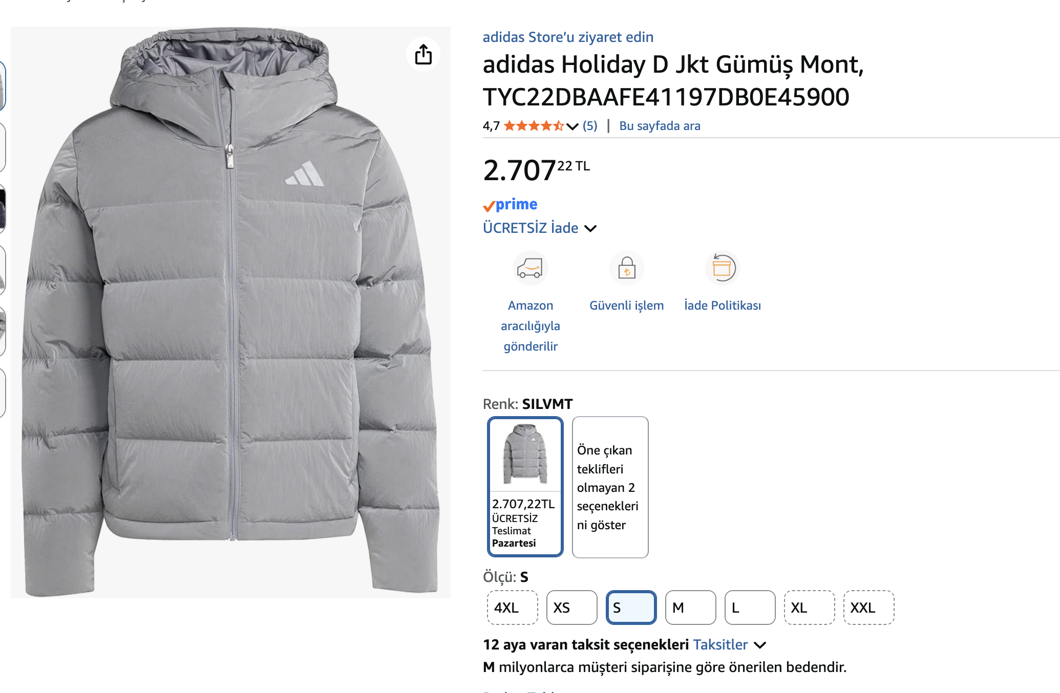 adidas Erkek Kuş Tüyü Mont , 2707 TL S beden - Görsel 2