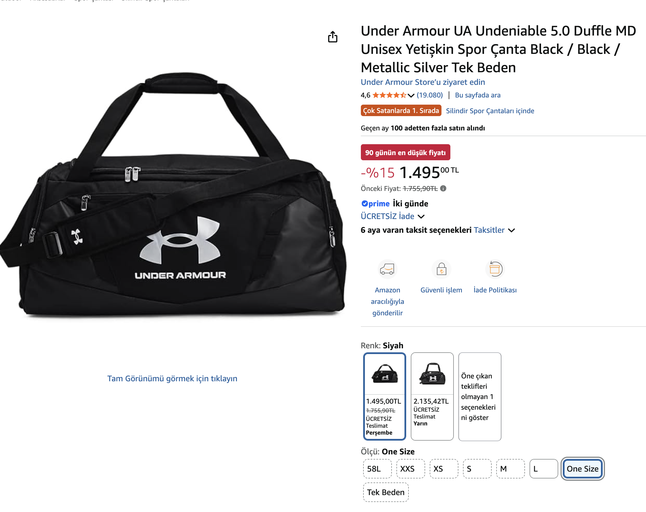 Under Armour Duffle MD Spor Çanta - 1495 TL - Görsel 2