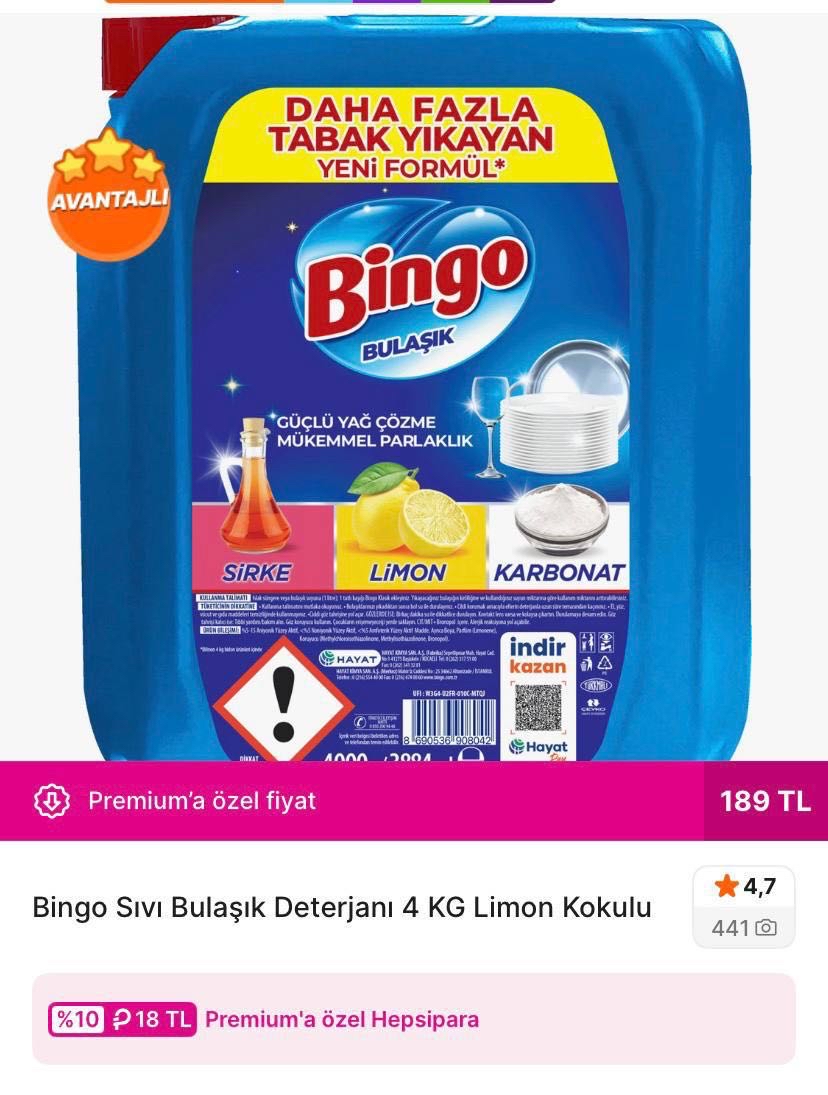🔥 Bingo Sıvı Bulaşık Deterjanı 4 KG Limon Kokulu

Premiuma Özel 189₺

✅ Premiuma Özel 18₺ Hepsipara - Görsel 1