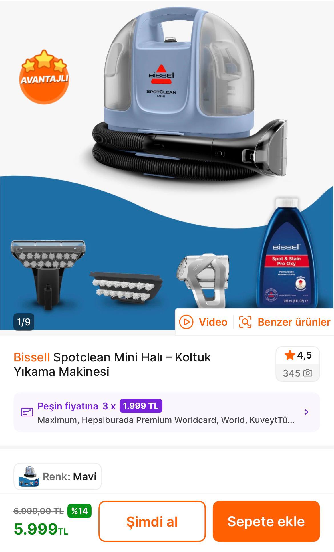 Bissell Spotclean Mini Halı Koltuk Yıkama Makinesi 5.999TL’ye Düştü - Piyasası 6.999TL+ - Görsel 1