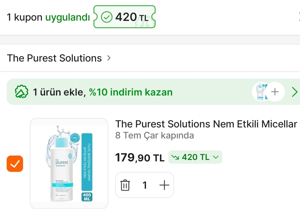 The purest Dev boy nemlendirici etkili micellar su sepette 179 TL - Görsel 2