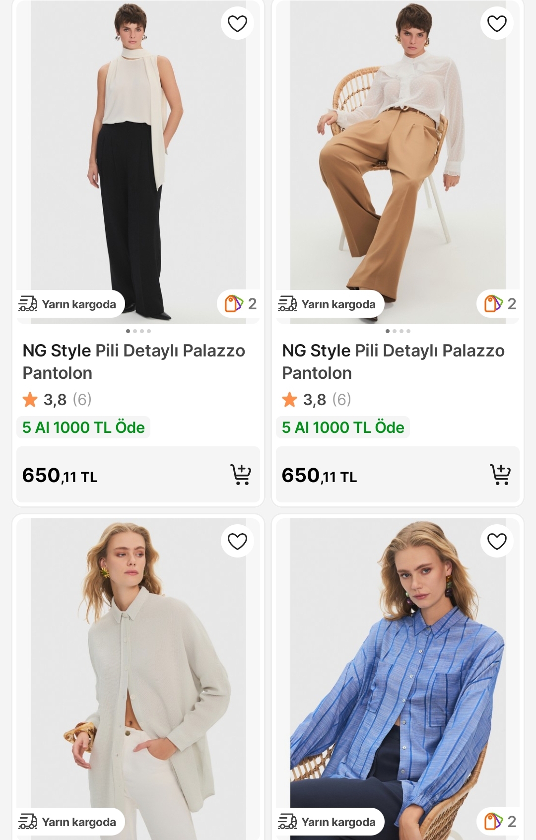 Giyimde 5 ürün 1.000 TL