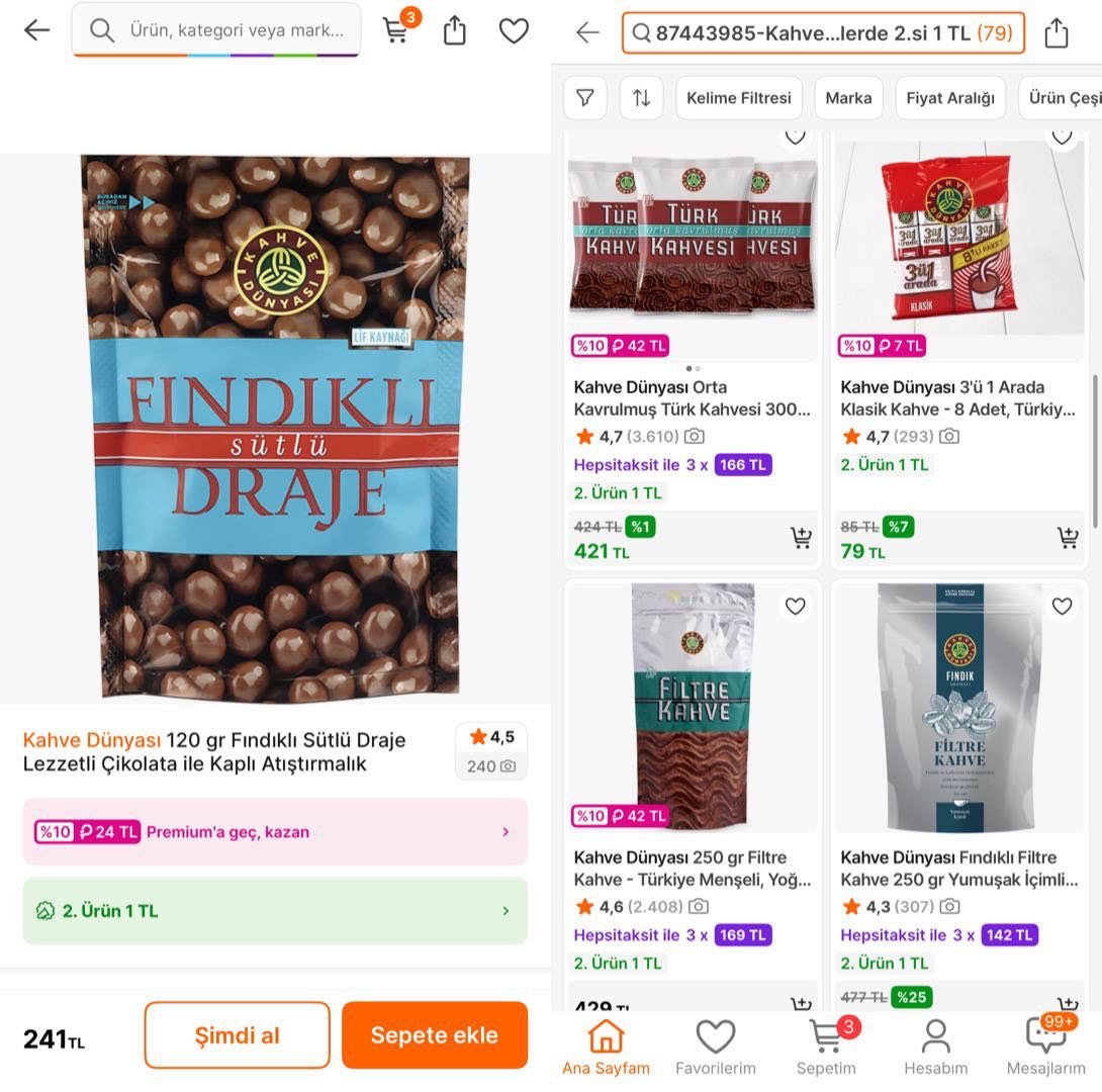 🔥Kahve Dünyası 120Gr Fındıklı Sütlü Draje

✅2. Ürün 1TL İle Paketi 121TL’ye Geliyor