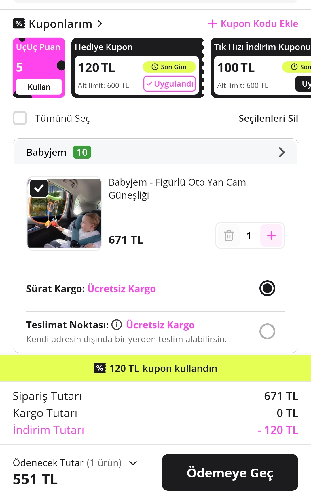 Babyjem - Figürlü Oto Yan Cam Güneşliği 551TL