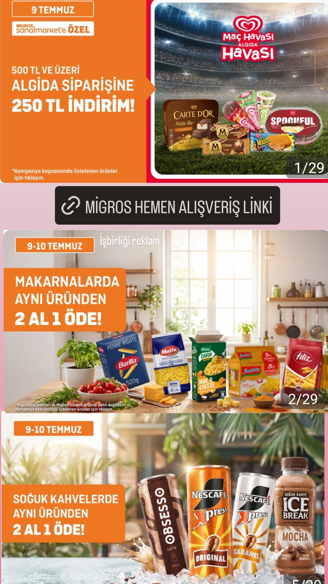 🍦Migros Algida dondurmalarda 500/250 TL indirim + 2 al 1 öde fırsatları - Görsel 1
