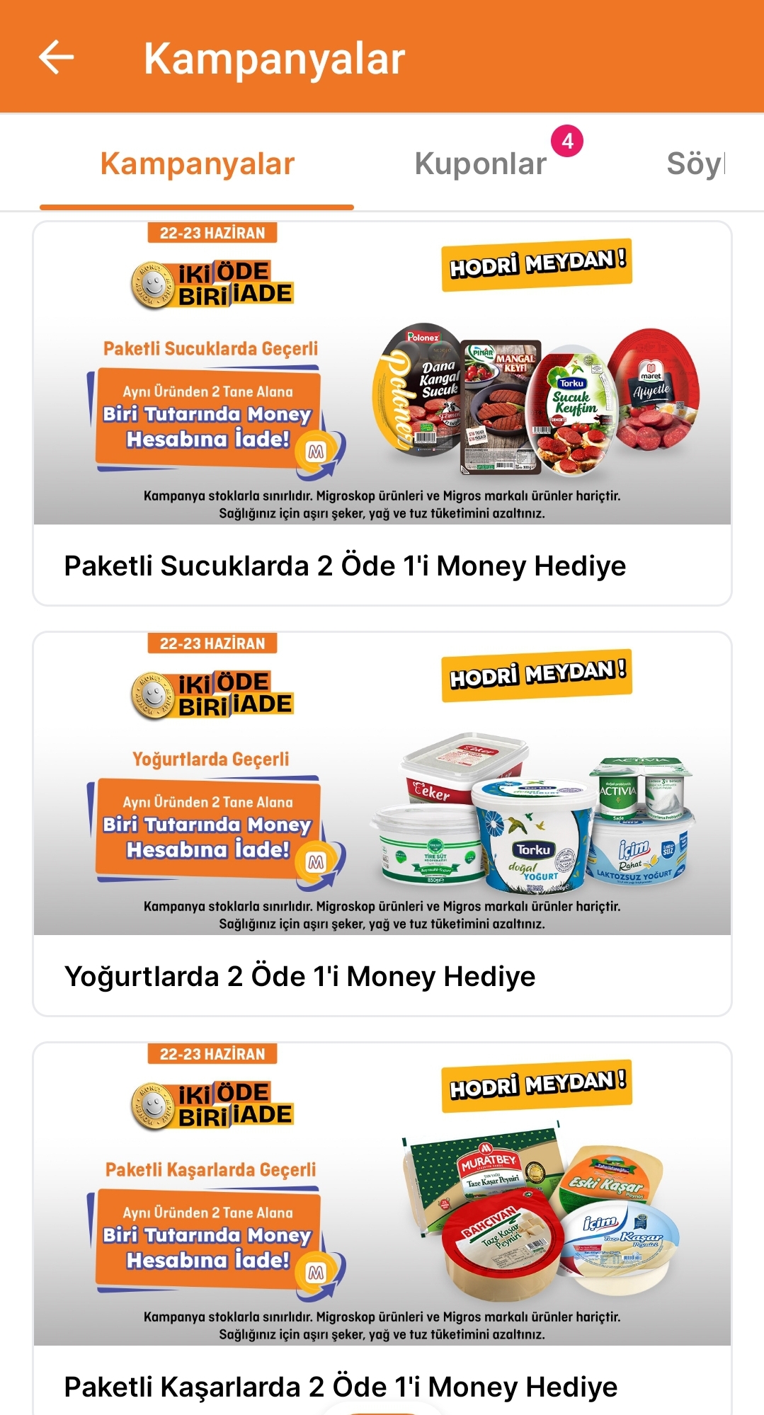 ~ Migros Günün Kampanyaları ~ 2 Öde 1'i Money Hediye - Görsel 1