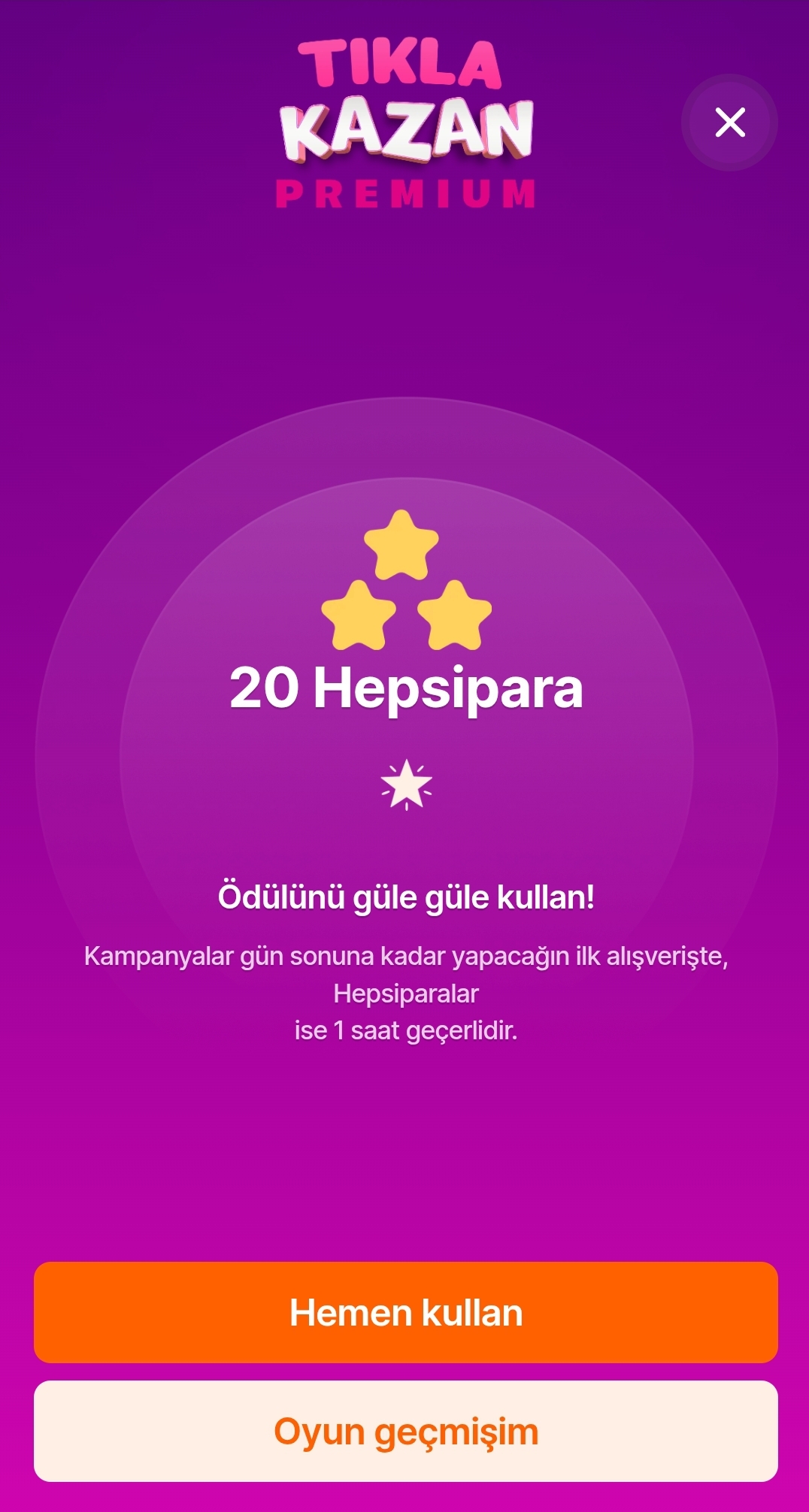 Hepsiburada Premium Özel Tıkla kazan aktif - Görsel 1