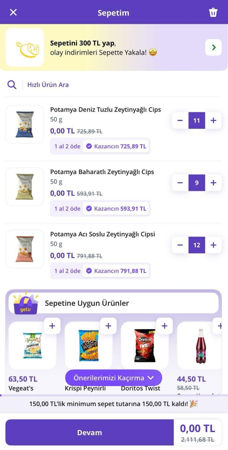 Koşş Getir'de birsürü cips bedavaaa - Görsel 1