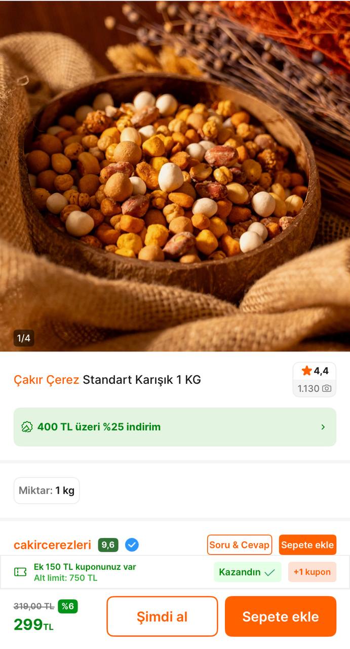 Çakır Çerez Standart Karışık 1Kg 299 TL’ye Düştü - Görsel 1