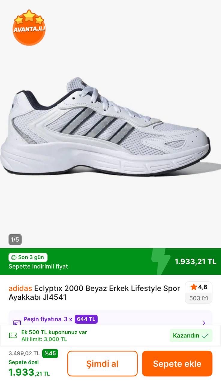 🔥Adidas Beyaz Erkek Spor Ayakkabı

✅ 1.933TL’ye Düştü - Görsel 1