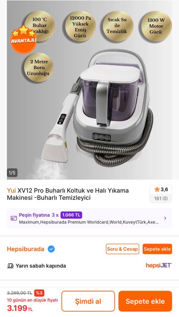 Yui 12 Pro Buharlı Koltuk Ve Halı Temizleyici ✅3.199TL  - Piyasası 4.290TL+