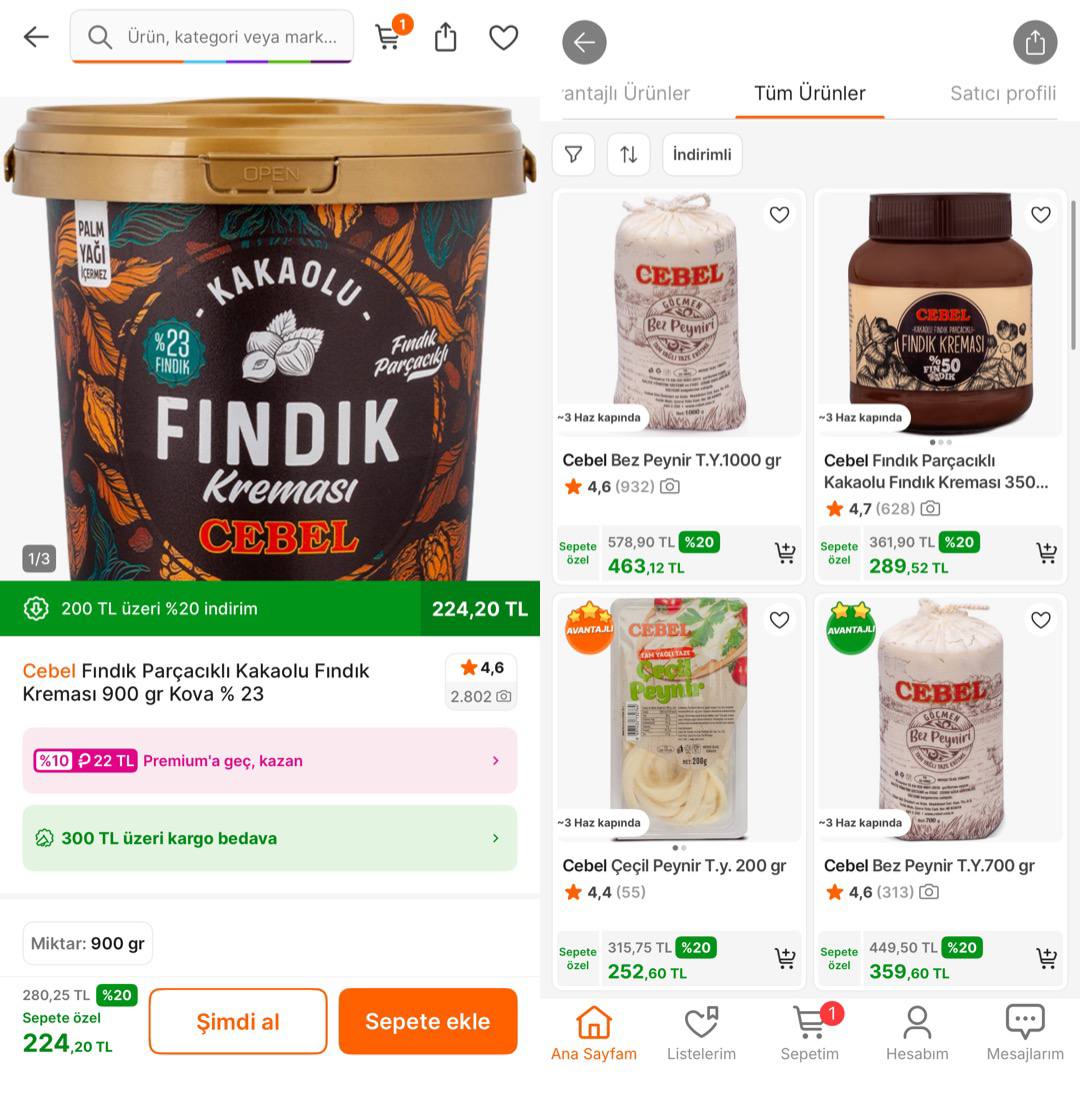 Cebel Fındık Parçacıklı Kakaolu Fındık Kreması 900Gr 224TL - Görsel 1