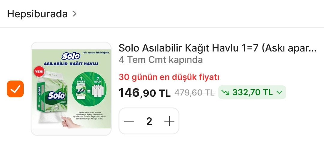 Koşş solo asılabilir kağıt havlu 73 TL - Görsel 1