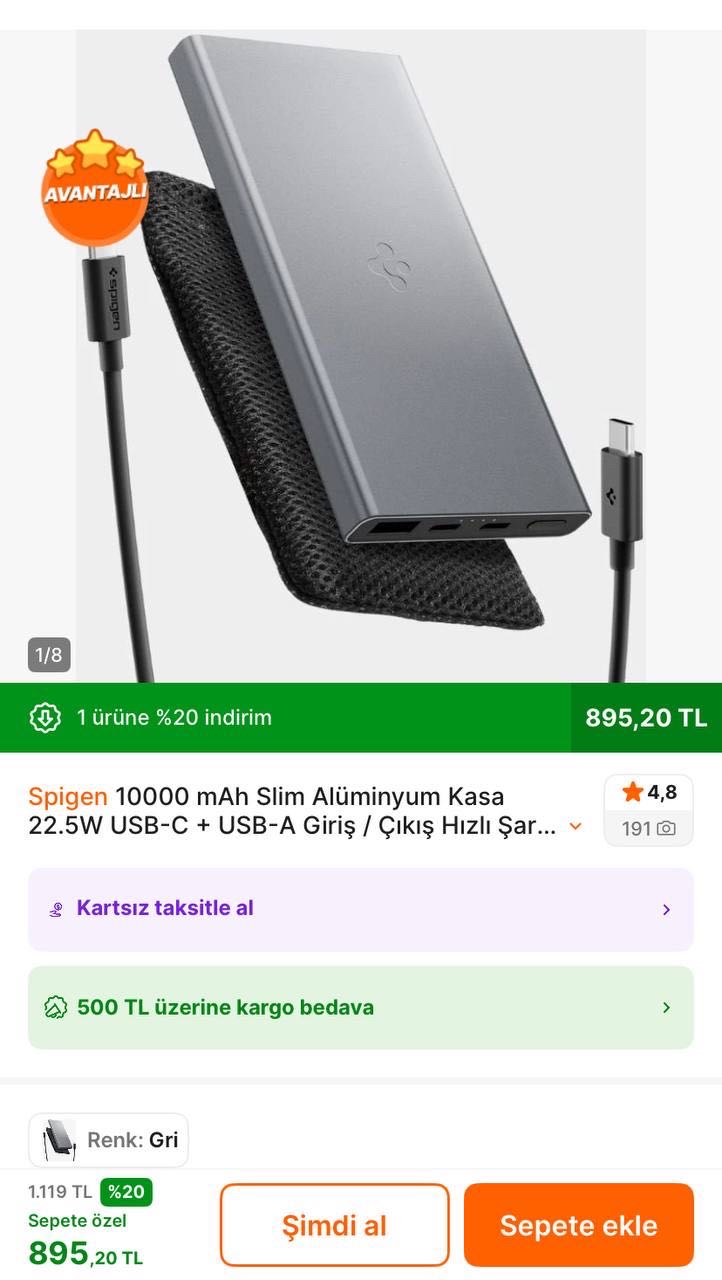 Spigen 1000Mah Slim Alüminyum Kasa Hızlı Şarj Cihazı 3 Portlu 

✅895TL’ye Düştü - Piyasası 1.023TL+ - Görsel 1