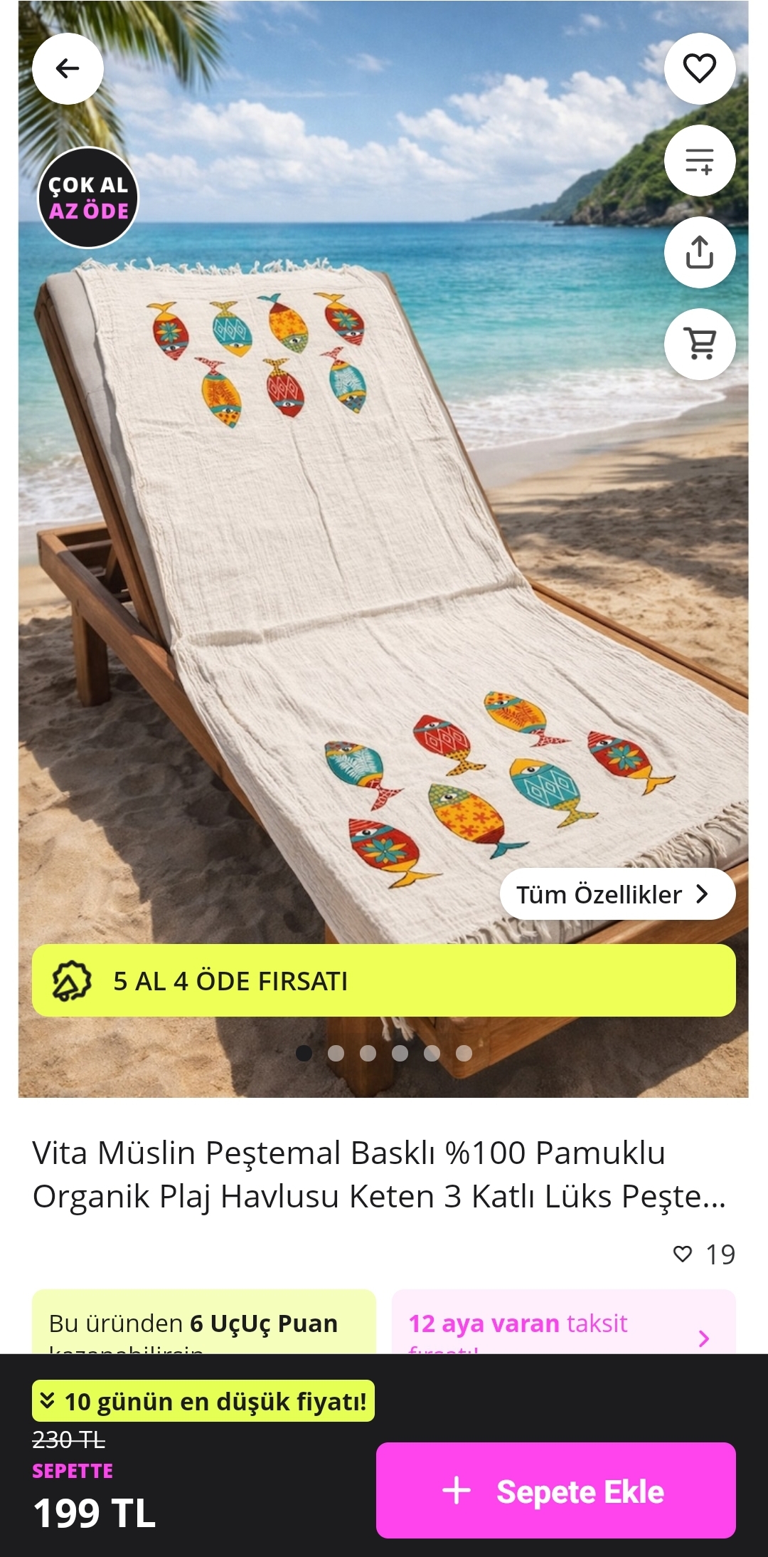 Müslin Plaj Havlusu Keten 3 Katlı 199 TL + 5 al 4 öde + sürpriz100 kodu - Görsel 1