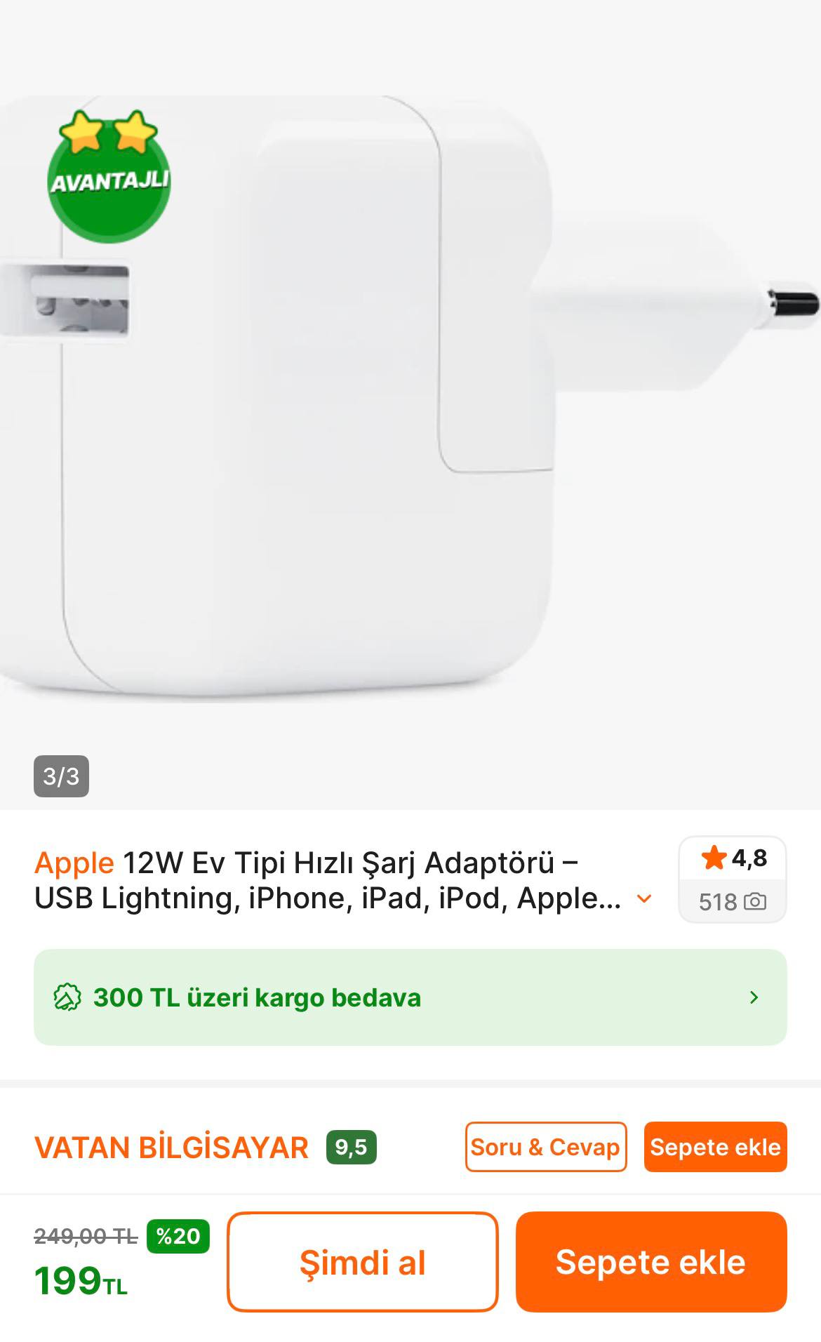 Apple 12W Ev Tipi Hızlı Şarj Adaptörü 199vTL’ye Düştü - Görsel 1