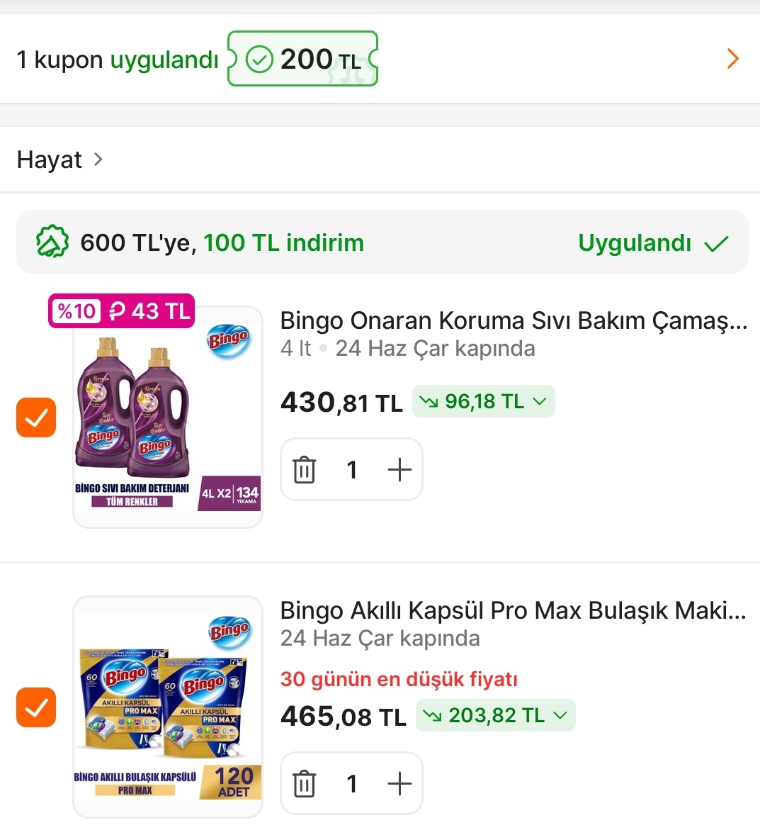 Tanesi 3,8 TL'ye Bingo Bulaşık makinesi kapsülü