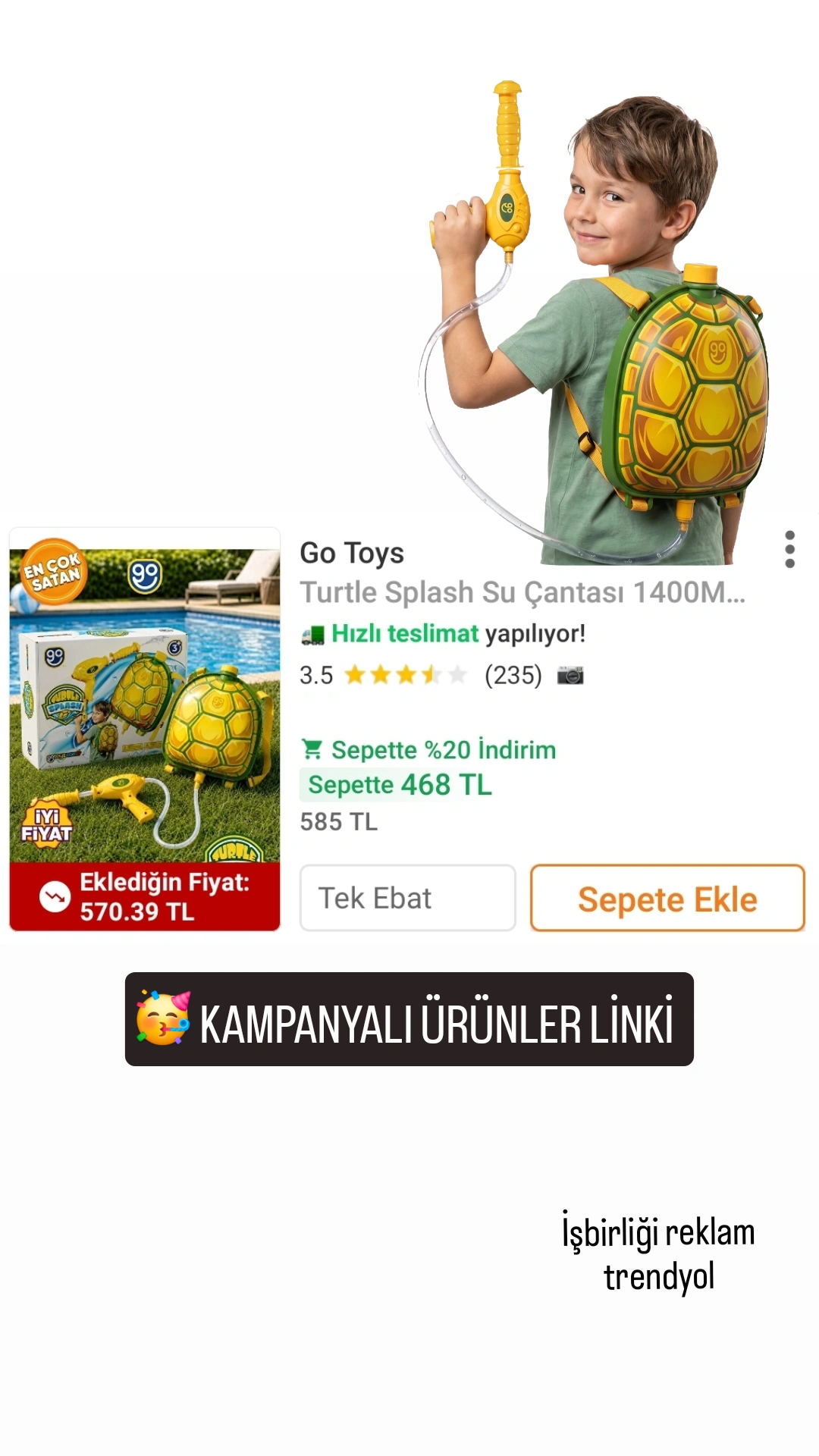 Su Tabancası Çantalı Oyuncak 1400ML  468 TL 